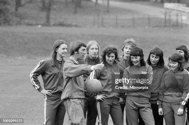 Women's International Football, England team train for England v France match, 6th November 1974.