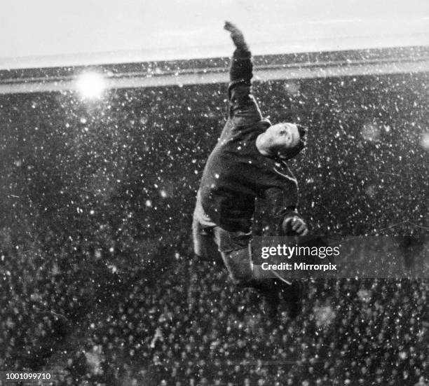 Liverpool goalkeeper Tommy Lawrence in action during the match against Arsenal at Anfield, 3rd March 1969.