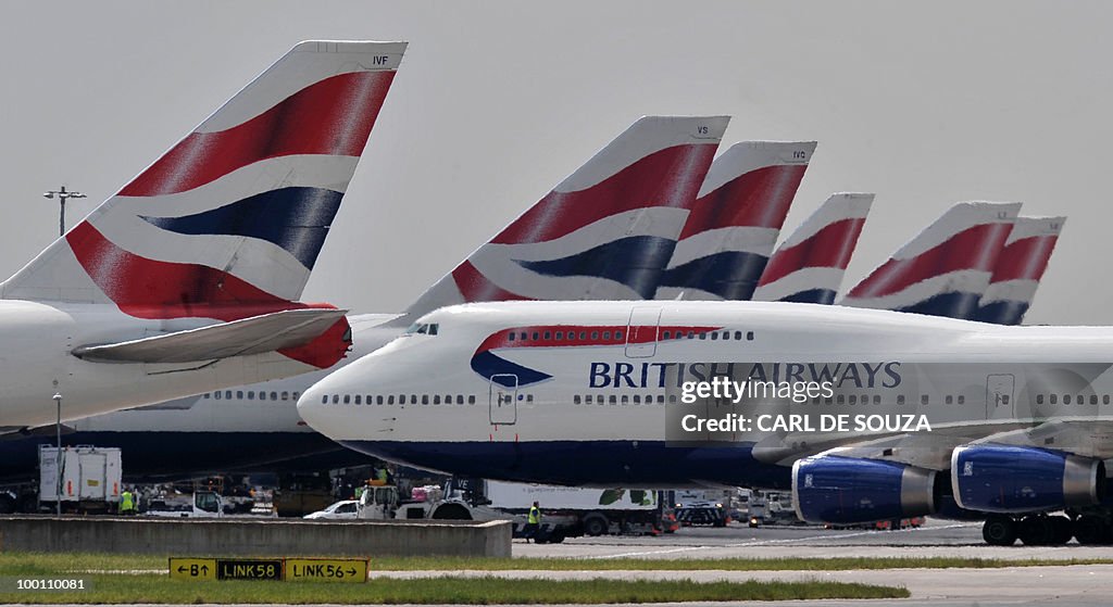 A British Airways aircraft taxis past ot