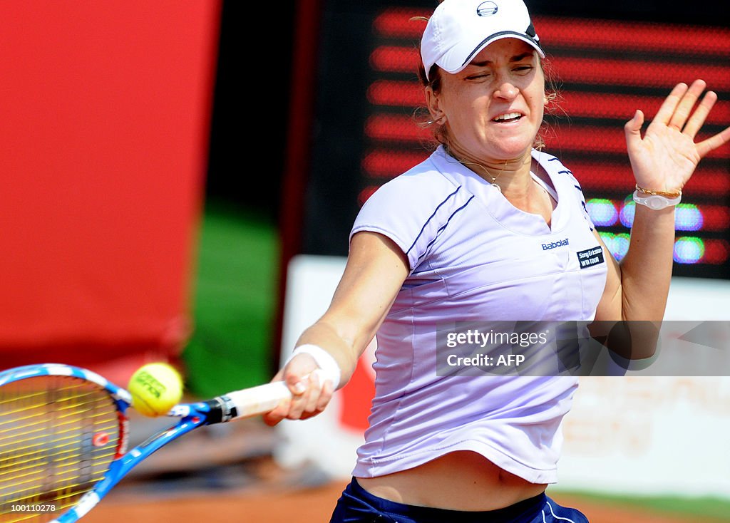 Romania's Alexandra Dulgheru returns the