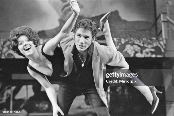 The cast of the American musical Grease rehearsing at the New London theatre off Drury Lane in preparation for the opening night on 26th June....