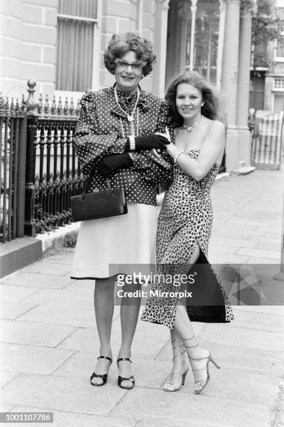 Barry Humphries, as Dame Edna Everage, pictured with his wife Diane Millstead, 17th June 1979.