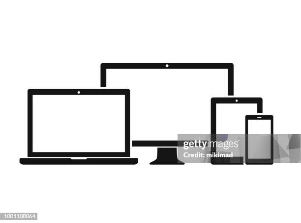 technology devices icon set - ipad template stock illustrations