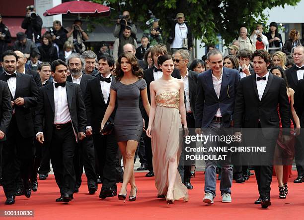 French director Olivier Assayas , Austrian actress Nora von Waldstätten and Venezuelian born actor Edgar Ramirez arrive with the cast for the...