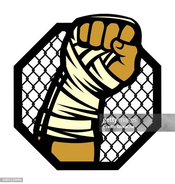 boxer fist with bandages - mixed martial arts stock illustrations