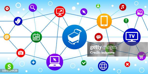 shopping cart internet communication technology triangular node pattern background - phone wireframe stock illustrations