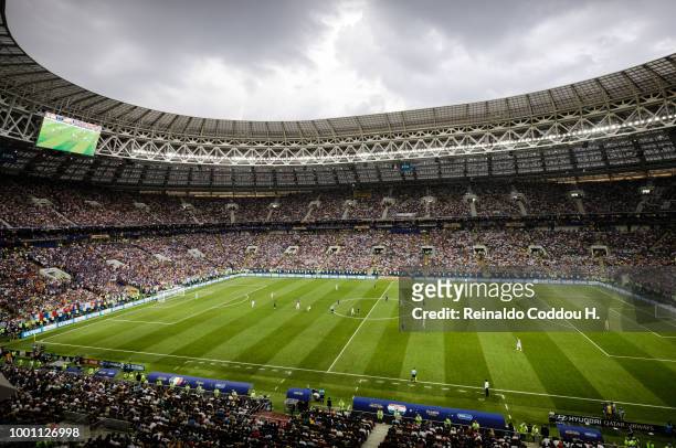 General view of the stadium during the 2018 FIFA World Cup Russia Final between France and Croatia at Luzhniki Stadium on July 15, 2018 in Moscow,...
