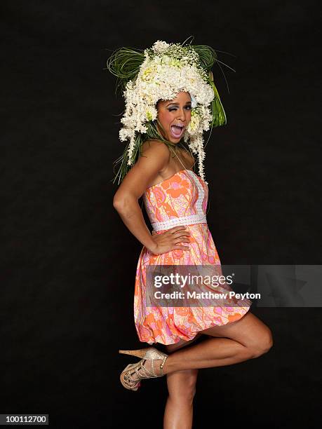 Model poses for the studio photo session at the 9th Annual "Tulips & Pansies: A Headdress Affair" at Gotham Hall on May 20, 2010 in New York City.