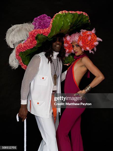 Model poses for the studio photo session at the 9th Annual "Tulips & Pansies: A Headdress Affair" at Gotham Hall on May 20, 2010 in New York City.