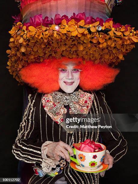 Model poses for the studio photo session at the 9th Annual "Tulips & Pansies: A Headdress Affair" at Gotham Hall on May 20, 2010 in New York City.