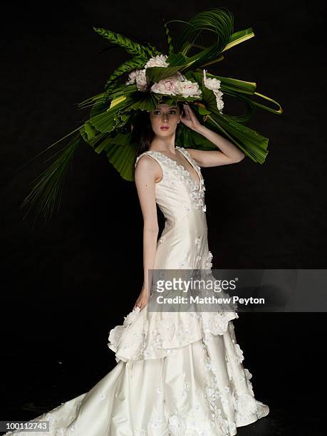 Model poses for the studio photo session at the 9th Annual "Tulips & Pansies: A Headdress Affair" at Gotham Hall on May 20, 2010 in New York City.