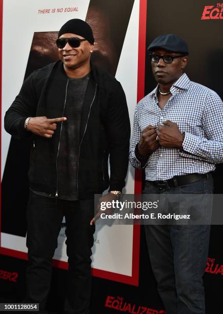 Cool J and Wesley Snipes attend the premiere of Columbia Pictures' "Equalizer 2" at the TCL Chinese Theatre on July 17, 2018 in Hollywood, California.