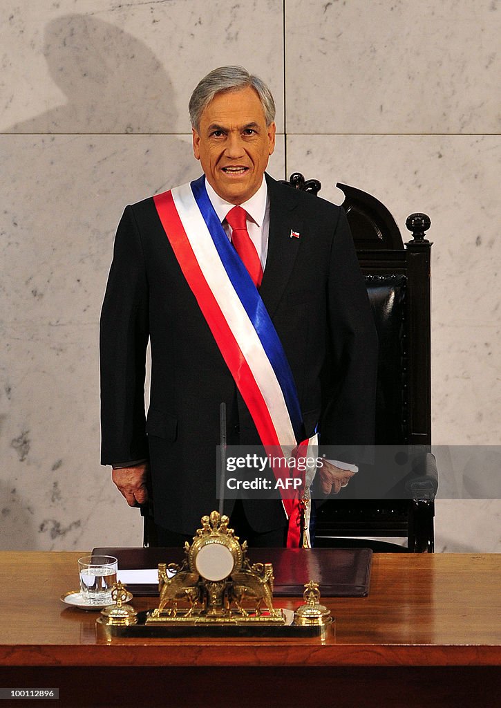 Chilean President Sebastian Pinera arriv