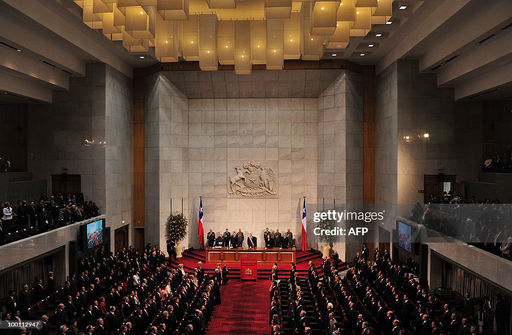 Chilean President Sebastian Pinera deliv