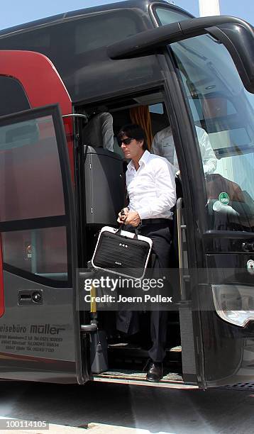 Head coach Joachim Loew of Germany is pictured at the departure at the airport on May 21, 2010 in Palermo, Italy.