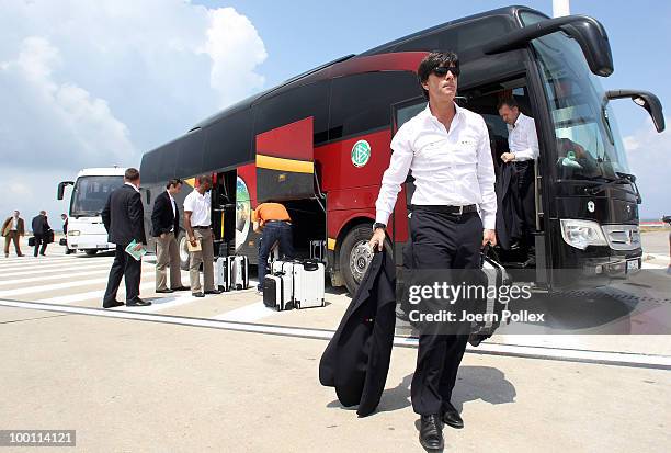 Head coach Joachim Loew of Germany is pictured at the departure at the airport on May 21, 2010 in Palermo, Italy.