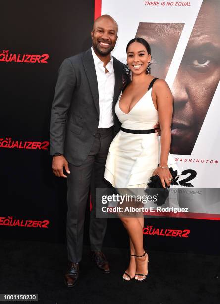 Derek Fisher and Gloria Govan attend the premiere of Columbia Pictures' "Equalizer 2" at the TCL Chinese Theatre on July 17, 2018 in Hollywood,...