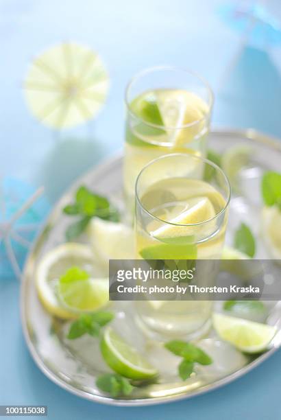lemon mint ice tea - lemon mint stock pictures, royalty-free photos & images