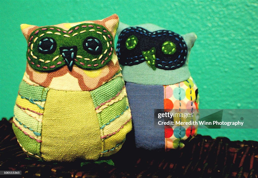 Hand sewn fabric owls