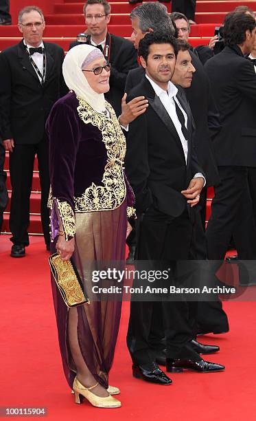 Chafia Boudraa, Jamel Debbouze and Rachid Bouchareb attend the 'Outside the Law' Premiere at the Palais des Festivals during the 63rd Annual...