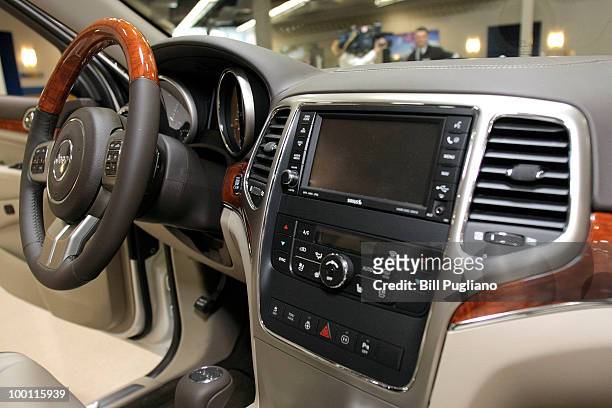 The interior of a new Jeep Grand Cherokee is shown at the Chrysler Jefferson Avenue Plant May 21, 2010 in Detroit, Michigan. The 2011 Jeep Grand...