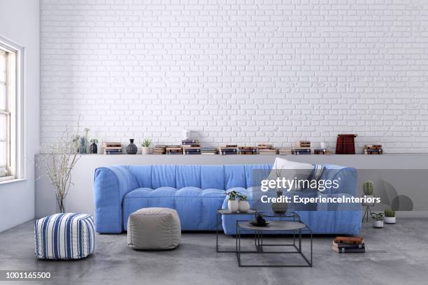 authentische haus wohnung interieur mit leere wand - table brick wall wood stock-fotos und bilder