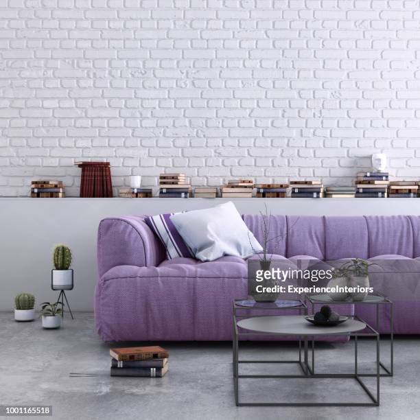 interior apartamento casa auténtica con la pared en blanco - purple fotografías e imágenes de stock
