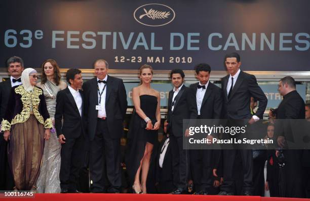 Actress Chafia Boudraa, French director Rachid Bouchareb, Melissa Theuriau, Jamel Debbouze, Sami Bouajila and Roschdy Zem attend the 'Outside Of The...