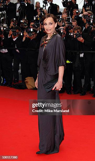 Kristin Scott Thomas attends the 'Outside the Law' Premiere at the Palais des Festivals during the 63rd Annual International Cannes Film Festival on...