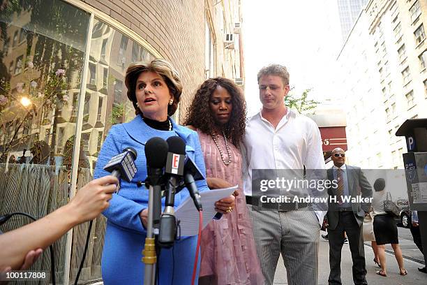 Attorney Gloria Allred, Alexis Houston and Matt Lunsford address the press to deny the rumors of a romantic relationship between Houston and Matt...