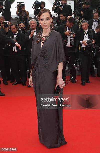 Actress and Mistress of Ceremony at Cannes Kristin Scott Thomas attends the 'Outside Of The Law' Premiere at the Palais des Festivals during the 63rd...