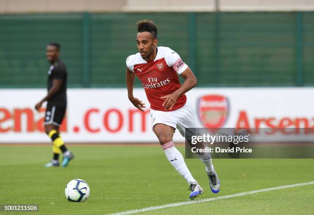 Pierre-Emerick Aubameyang of Arsenal during the match between Arsenal XI and Crawley Town XI at London Colney on July 18, 2018 in St Albans, England.