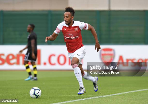 Pierre-Emerick Aubameyang of Arsenal during the match between Arsenal XI and Crawley Town XI at London Colney on July 18, 2018 in St Albans, England.