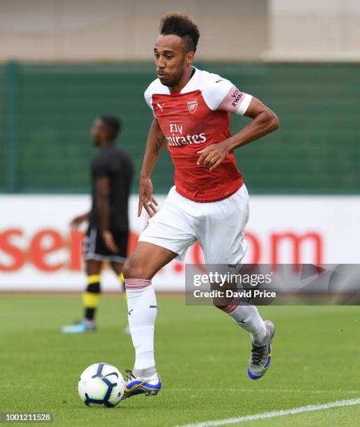 Pierre-Emerick Aubameyang of Arsenal during the match between Arsenal XI and Crawley Town XI at London Colney on July 18, 2018 in St Albans, England.