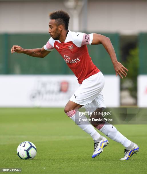 Pierre-Emerick Aubameyang of Arsenal during the match between Arsenal XI and Crawley Town XI at London Colney on July 18, 2018 in St Albans, England.