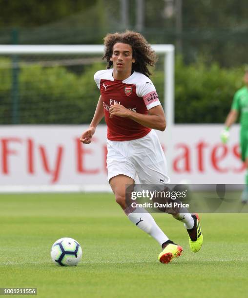 Matteo Guendouzi of Arsenal during the match between Arsenal XI and Crawley Town XI at London Colney on July 18, 2018 in St Albans, England.