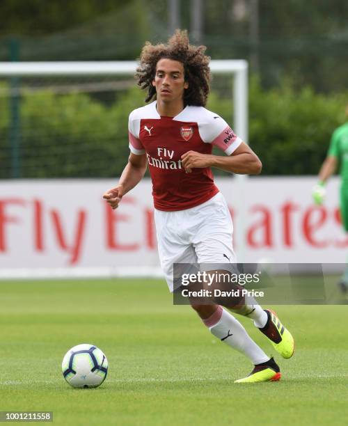 Matteo Guendouzi of Arsenal during the match between Arsenal XI and Crawley Town XI at London Colney on July 18, 2018 in St Albans, England.