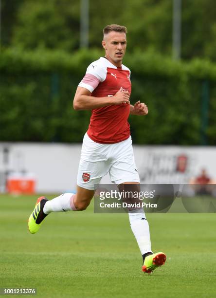 Aaron Ramsey of Arsenal during the match between Arsenal XI and Crawley Town XI at London Colney on July 18, 2018 in St Albans, England.