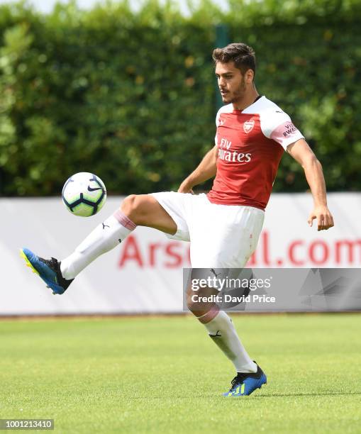 Konstantinos Mavropanos of Arsenal during the match between Arsenal XI and Crawley Town XI at London Colney on July 18, 2018 in St Albans, England.