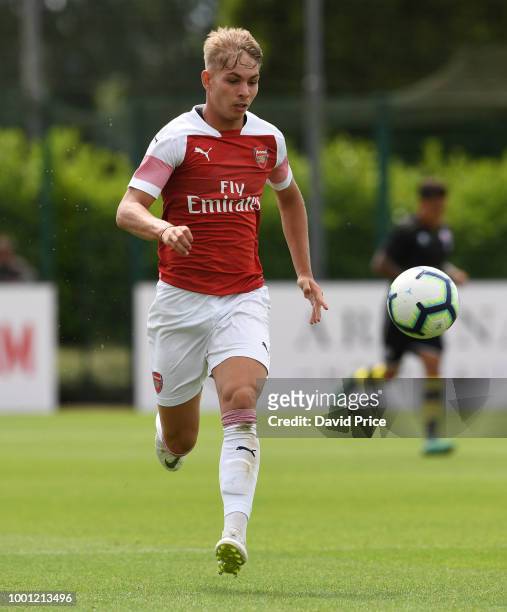 Emile Smith Rowe of Arsenal during the match between Arsenal XI and Crawley Town XI at London Colney on July 18, 2018 in St Albans, England.