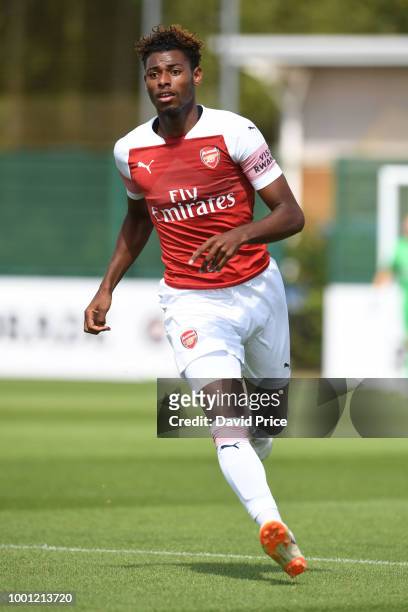 Jeff Reine-Adelaide of Arsenal during the match between Arsenal XI and Crawley Town XI at London Colney on July 18, 2018 in St Albans, England.