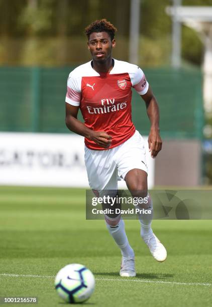 Jeff Reine-Adelaide of Arsenal during the match between Arsenal XI and Crawley Town XI at London Colney on July 18, 2018 in St Albans, England.