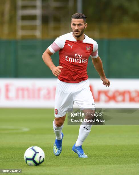 Sead Kolasinac of Arsenal during the match between Arsenal XI and Crawley Town XI at London Colney on July 18, 2018 in St Albans, England.