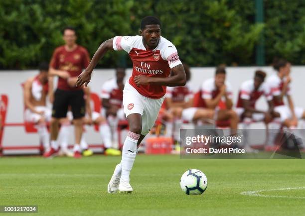 Ainsley Maitland-Niles of Arsenal during the match between Arsenal XI and Crawley Town XI at London Colney on July 18, 2018 in St Albans, England.