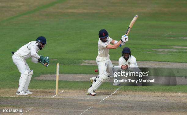 Ollie Pope of England Lions bats during Day Three of the Tour Match between England Lions and India A at New Road on July 18, 2018 in Worcester,...