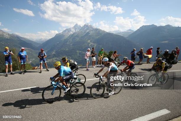 Nairo Quintana of Colombia and Movistar Team / Romain Bardet of France and Team AG2R La Mondiale / Vincenzo Nibali of Italy and Bahrain Merida Pro...