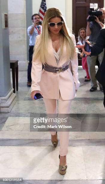 Simona Mangiante Papadopoulos, wife of former Trump campaign associate George Papadopoulos, arrives on Capitol Hill to testify before the House...