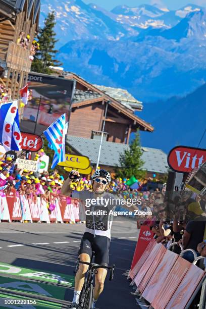 Geraint Thomas of team SKY takes 1st place and win the yellow jersey during the stage 11 of the Tour de France 2018 on July 18, 2018 in Albertville,...
