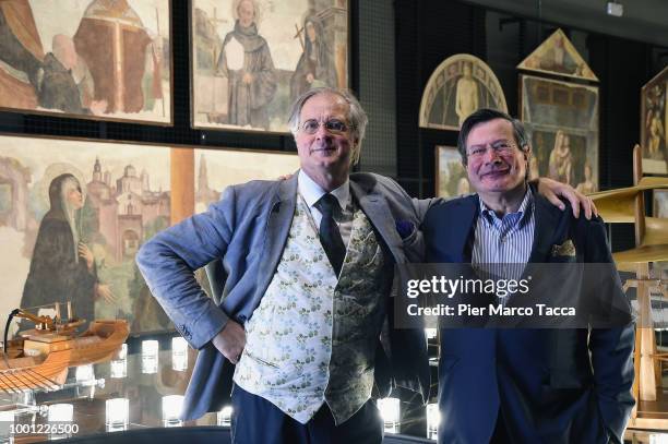 James Bradburne, Director of the Pinacoteca di Brera and Fiorenzo Galli, Director General of the Museum of Science and Technology pose during the...