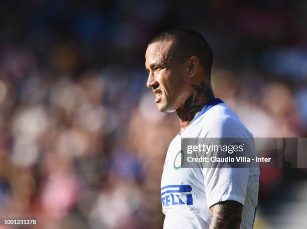 Radja Nainggolan of FC Internazionale looks on during the pre-season frineldy match between FC Sion and FC Internazionale at Estadio Tourbillon on...